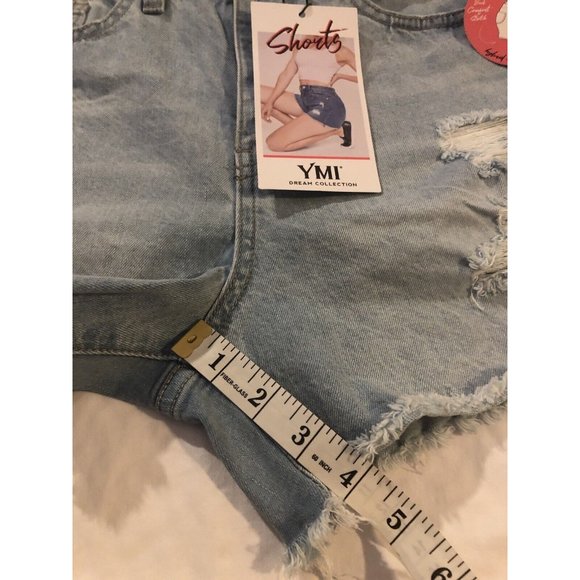 YMI Dream authentic Denim jeans Collection Distressed raw hem Shorts size 11/30 - Picture 3 of 9